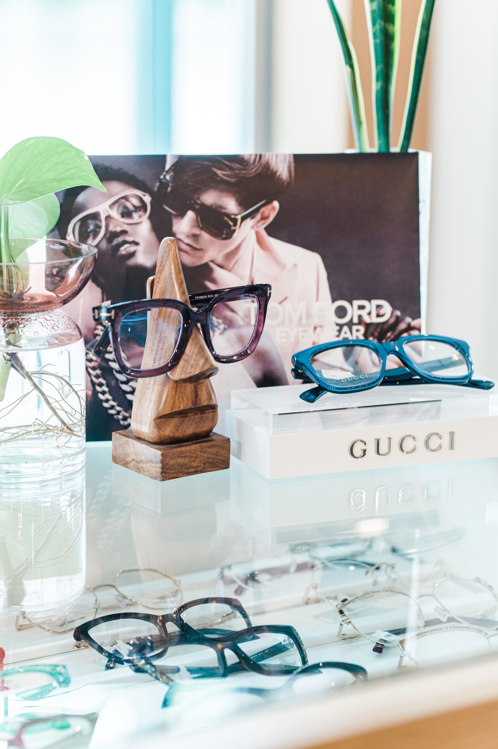 Gucci glasses on display at a Kamloops eye clinic