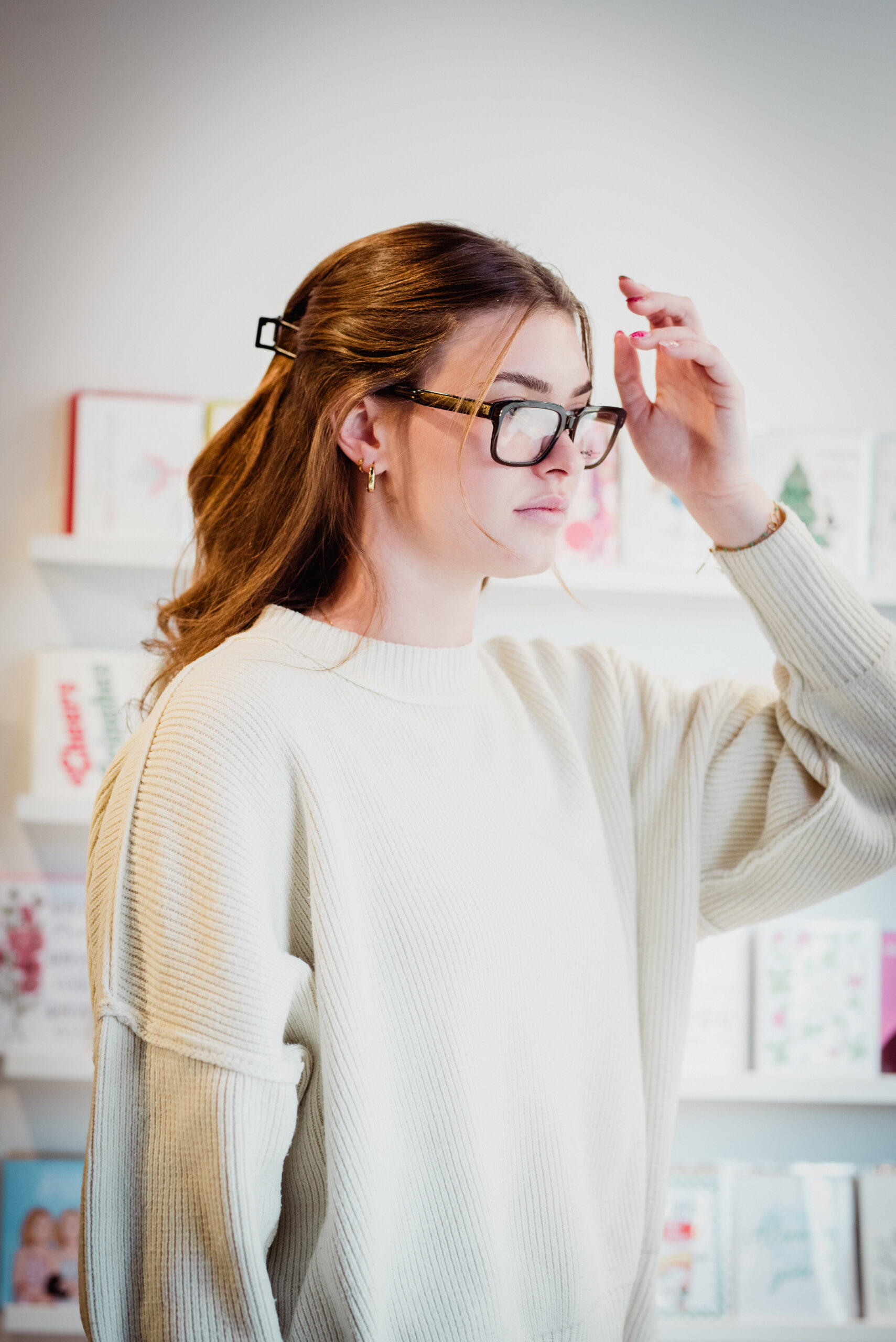 girl wearing prescription glasses at nicola eye care
