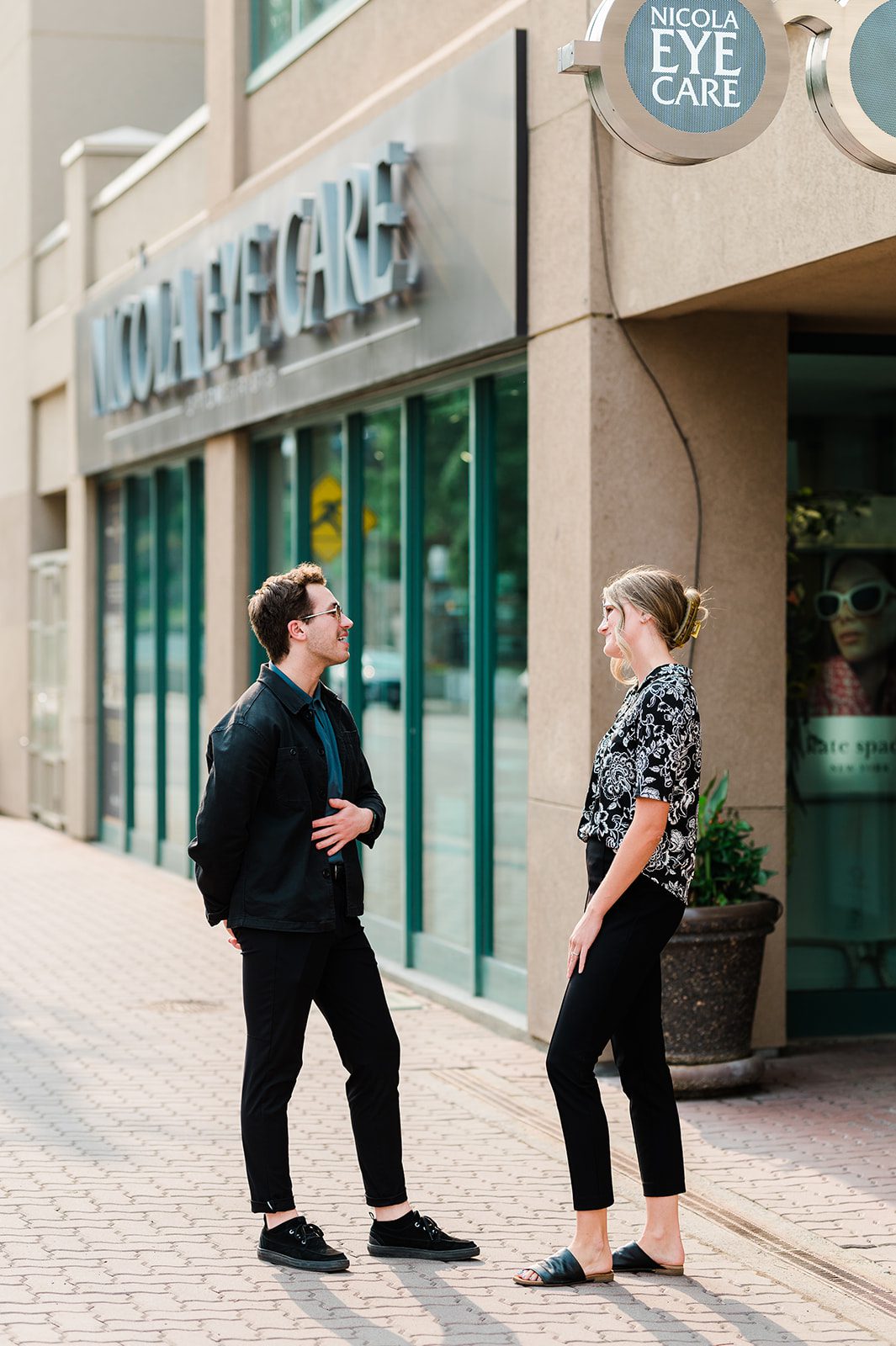 nicola eye care downtown kamloops caleb and dr ann dillon in front of building on st paul street